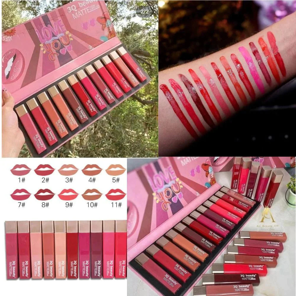 3Q Beauty Matte Lip Gloss Pack of 12 Lyeza