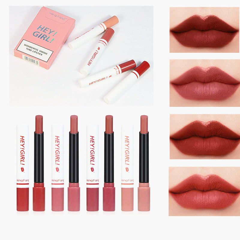 Heng Fang Hey Girl Smoke Tube Matte Lipstick 4Pcs Lyeza